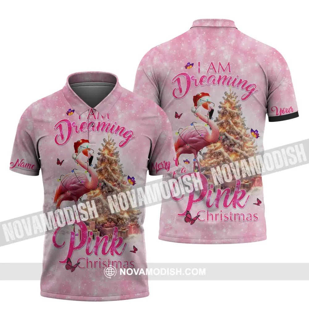 Custom Woman Shirt Flamingo Christmas Hoodie For Polo / S T-Shirt