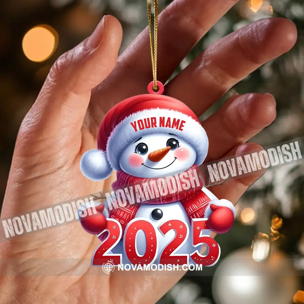 Cute Snowman 2025 Christmas Ornament Personalized