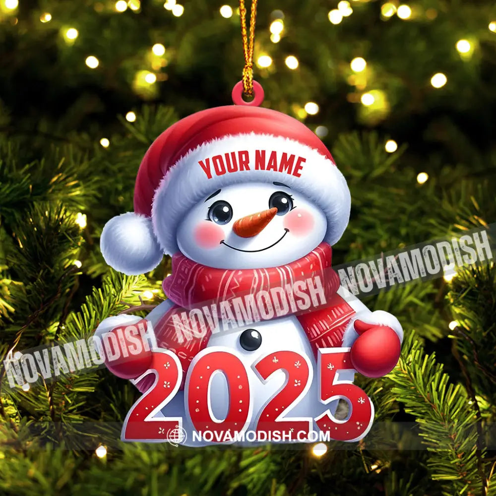 Cute Snowman 2025 Christmas Ornament Personalized