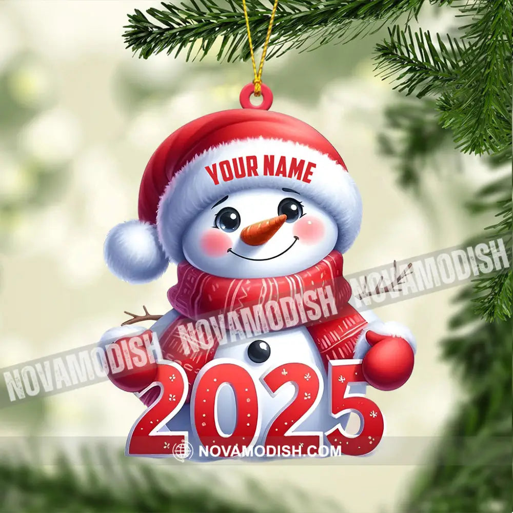 Cute Snowman 2025 Christmas Ornament Personalized