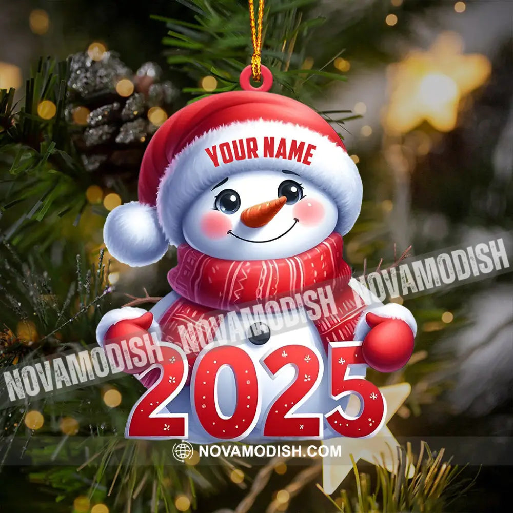 Cute Snowman 2025 Christmas Ornament Personalized