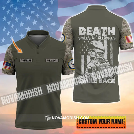 Death Smiles At All Of Us - Only The Veterans Smile Back Customized U.s. Veteran Polo Shirt Gift