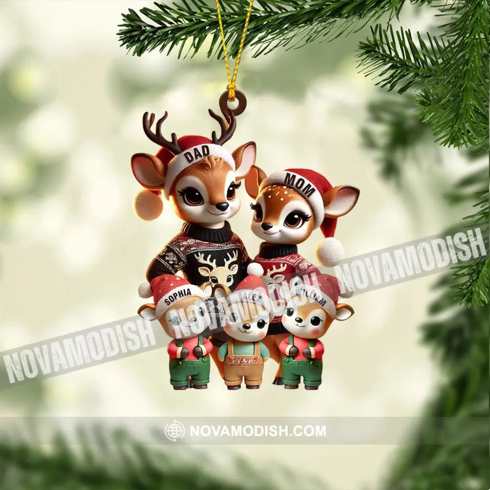 Deer Family Decor Christmas Ornament Personalized