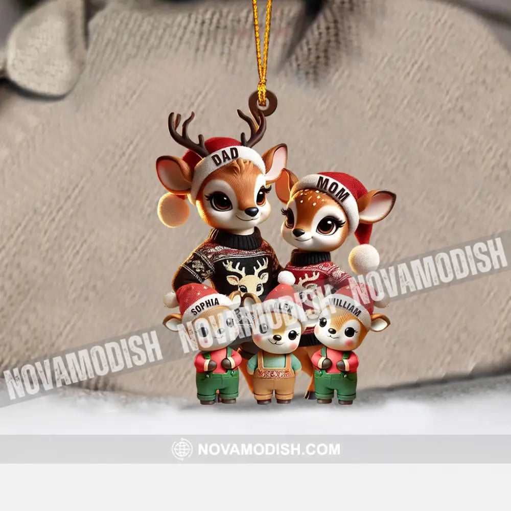 Deer Family Decor Christmas Ornament Personalized