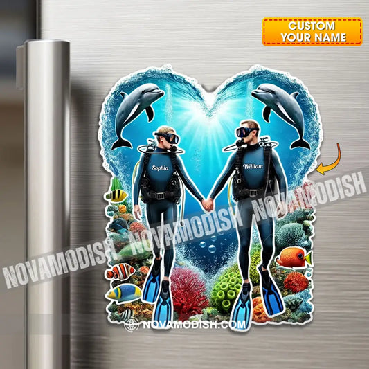 Diving Couple Fridge Magnet - Personalized