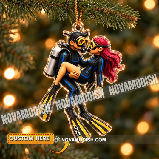 Diving Couple Home Decor Christmas Ornament Personalized Ornament - 3.54’’ / 1 Ornament - Ornament