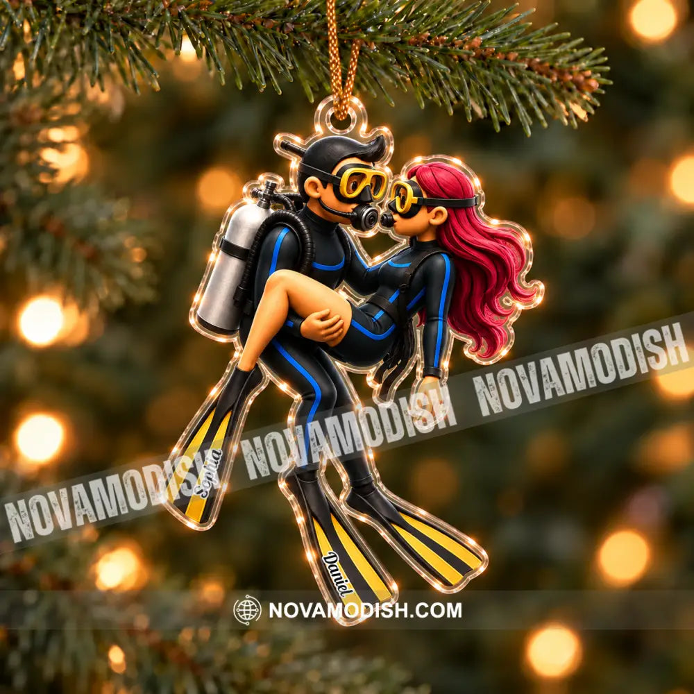 Diving Couple Home Decor Christmas Ornament Personalized Ornament - Ornament