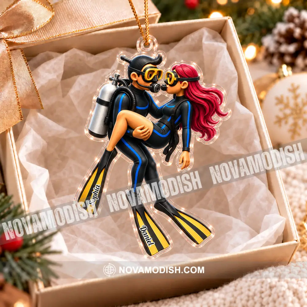 Diving Couple Home Decor Christmas Ornament Personalized Ornament - Ornament