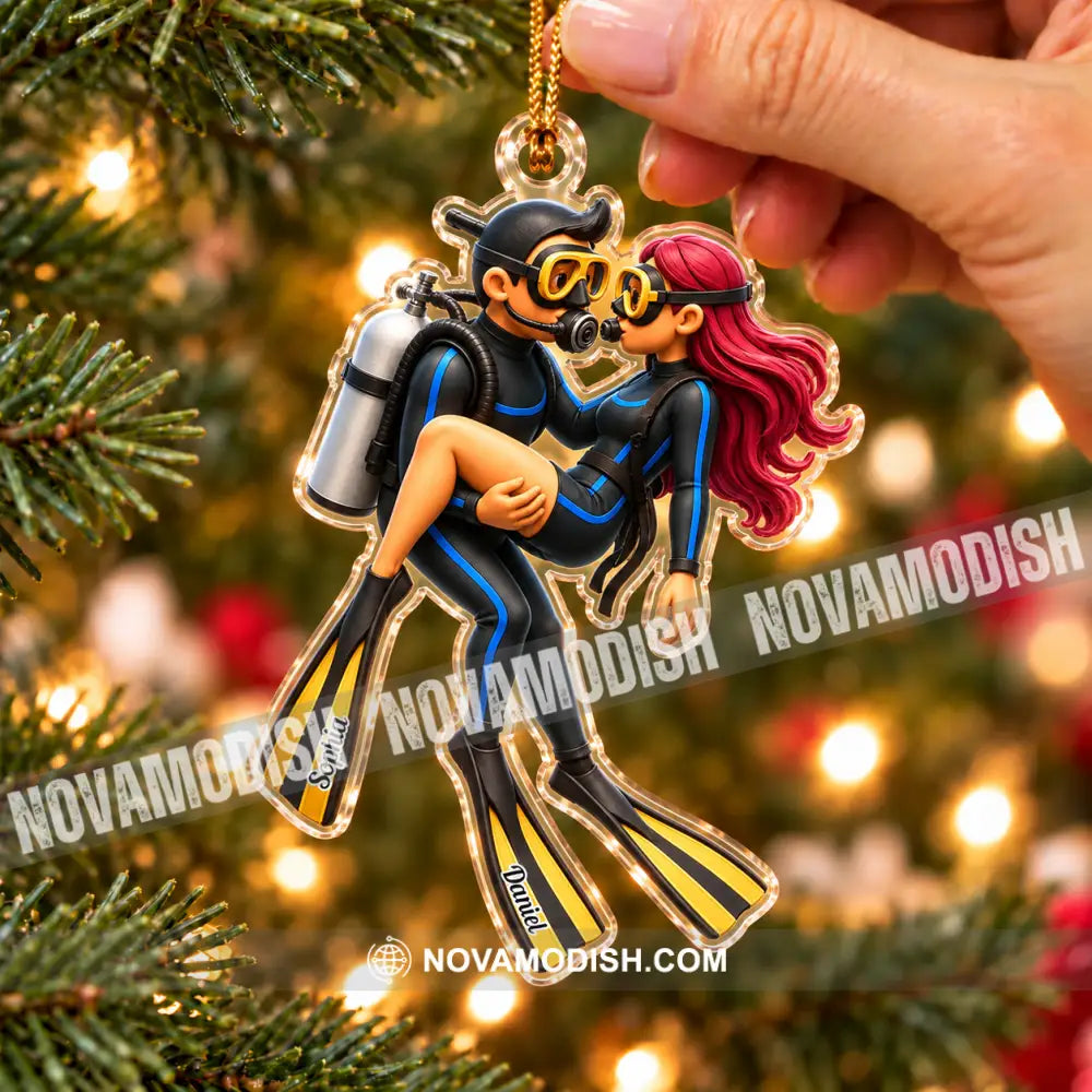 Diving Couple Home Decor Christmas Ornament Personalized Ornament - Ornament