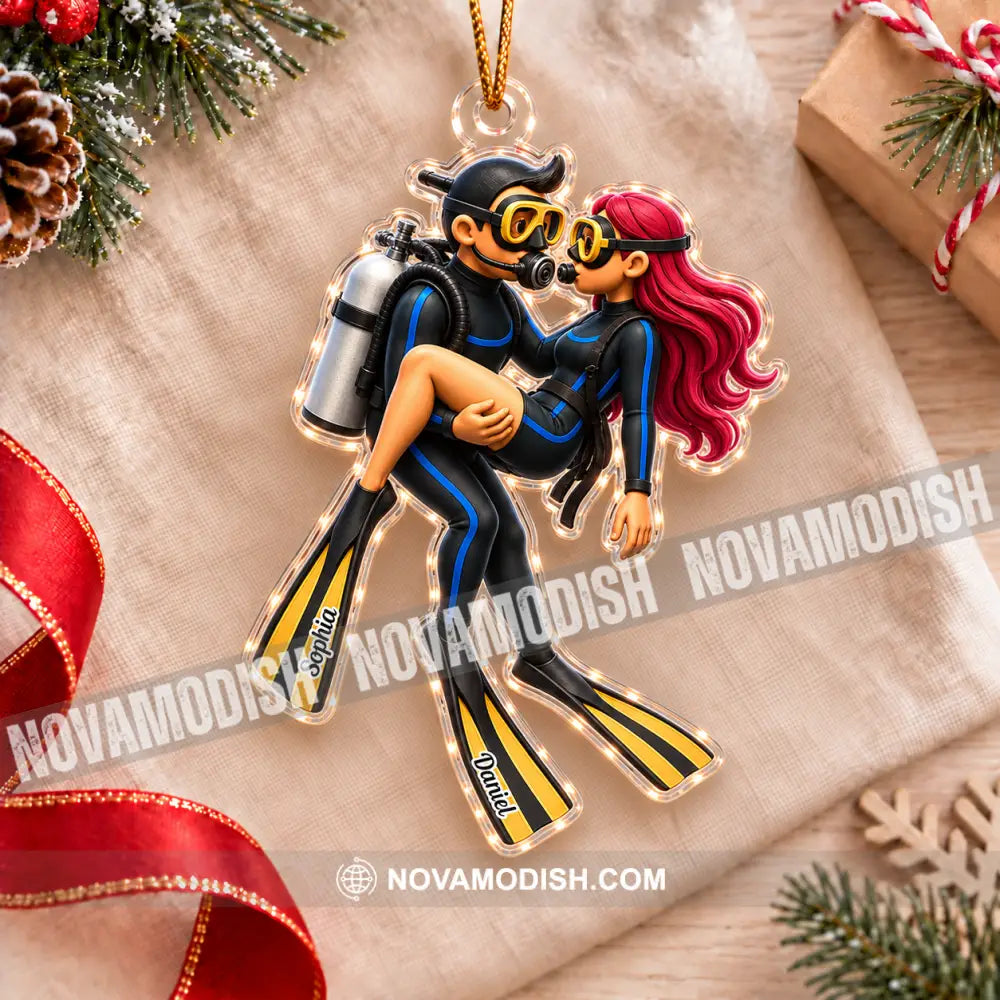 Diving Couple Home Decor Christmas Ornament Personalized Ornament - Ornament