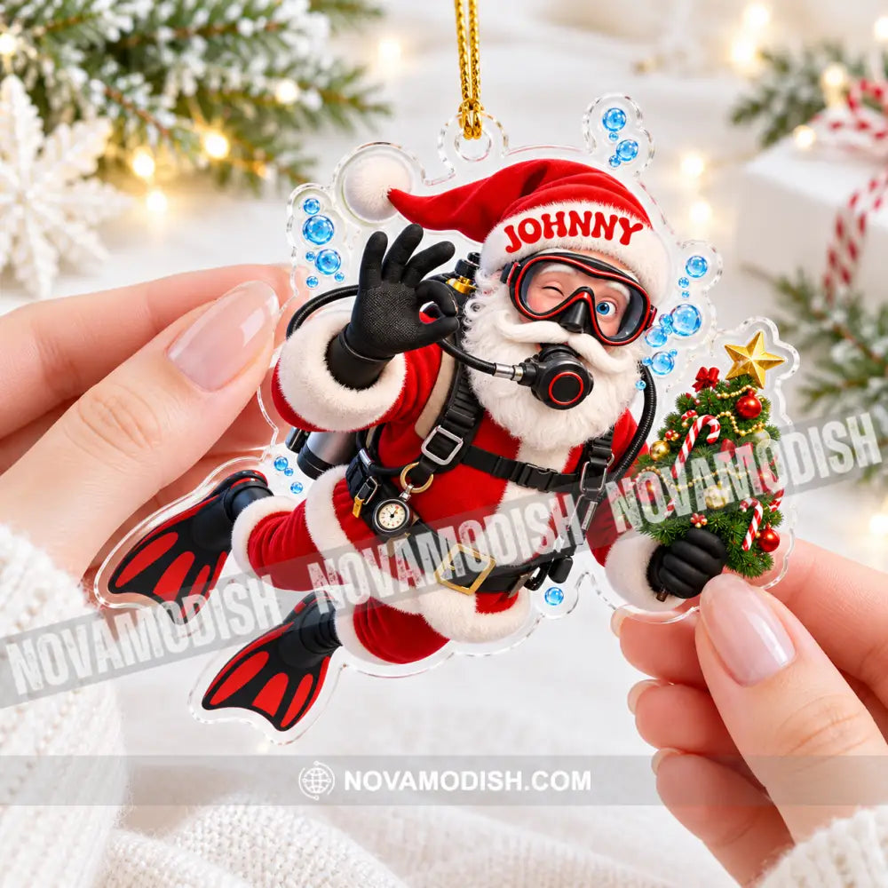Diving Santa Home Decor Christmas Ornament Personalized Ornament - Ornament