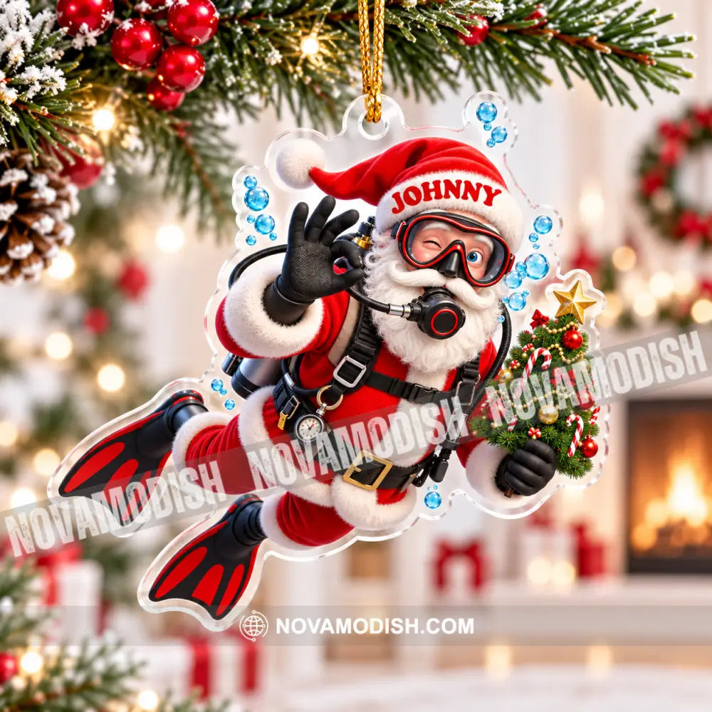 Diving Santa Home Decor Christmas Ornament Personalized Ornament - Ornament