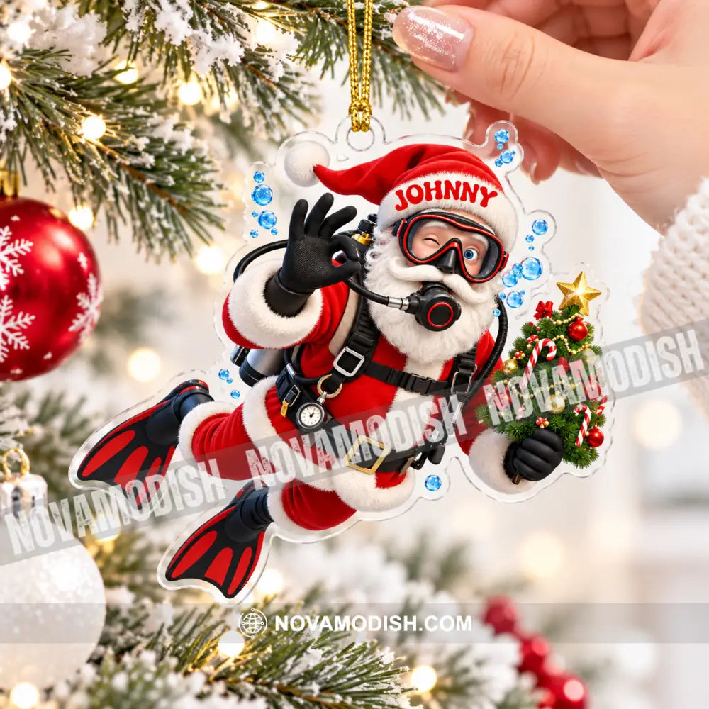 Diving Santa Home Decor Christmas Ornament Personalized Ornament - Ornament