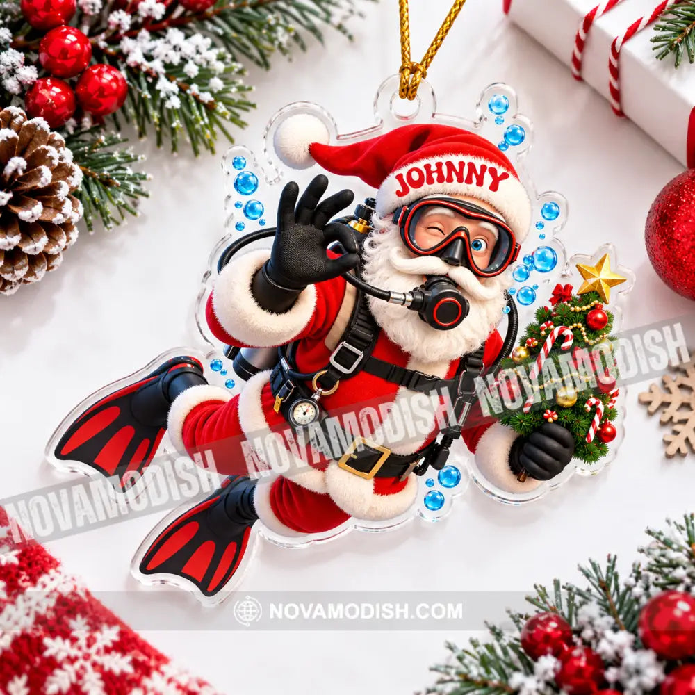 Diving Santa Home Decor Christmas Ornament Personalized Ornament - Ornament