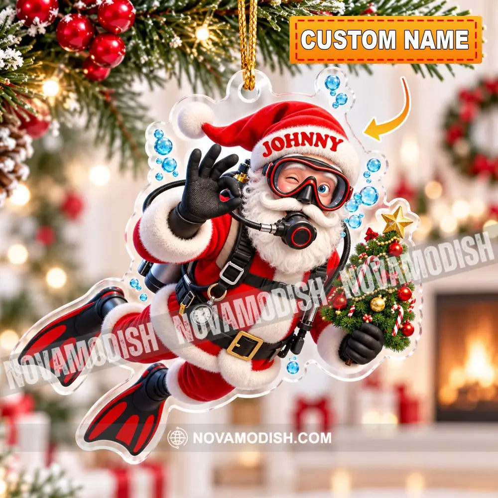 Diving Santa Home Decor Christmas Ornament Personalized Ornament - Ornament