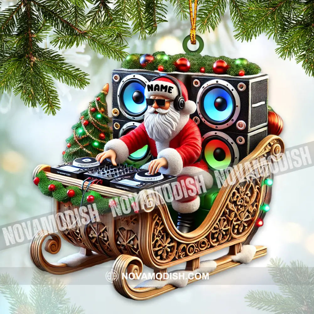 Dj Santa Christmas Ornament Personalized