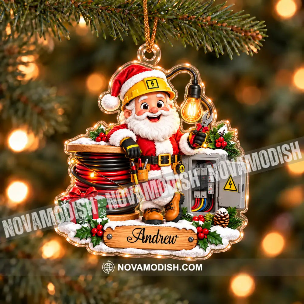 Electrician Santa Home Decor Christmas Ornament Personalized Ornament - Ornament