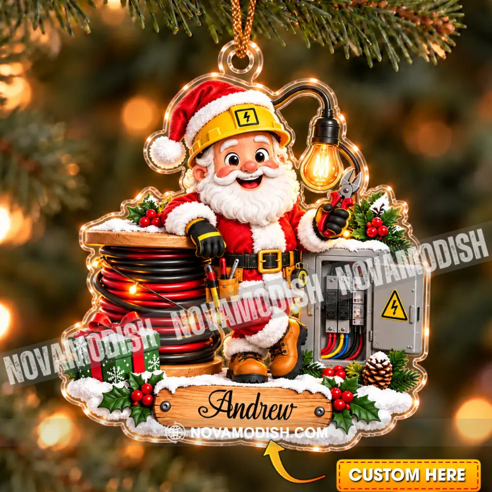 Electrician Santa Home Decor Christmas Ornament Personalized Ornament - 3.54’’ / 1 Ornament - Ornament