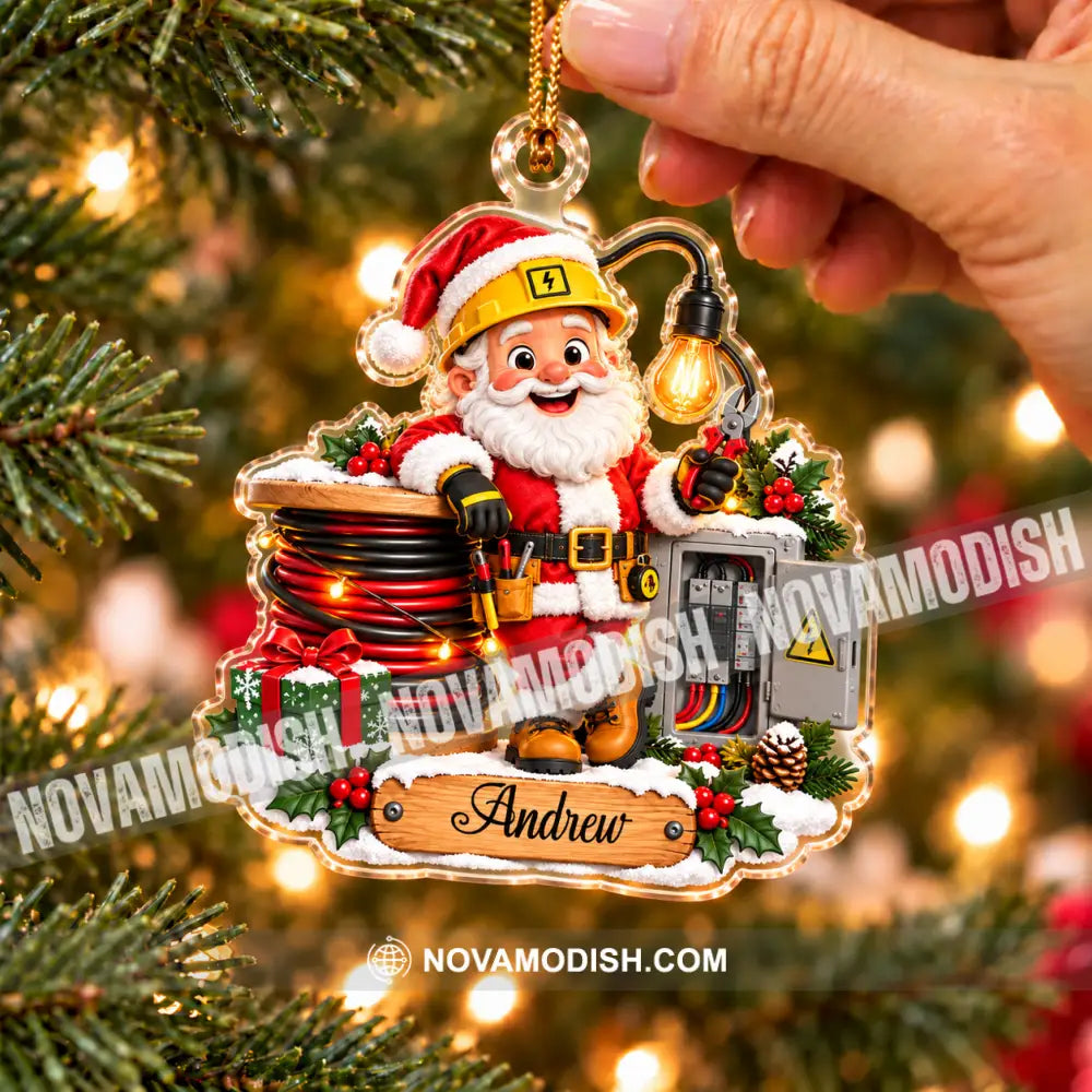 Electrician Santa Home Decor Christmas Ornament Personalized Ornament - Ornament