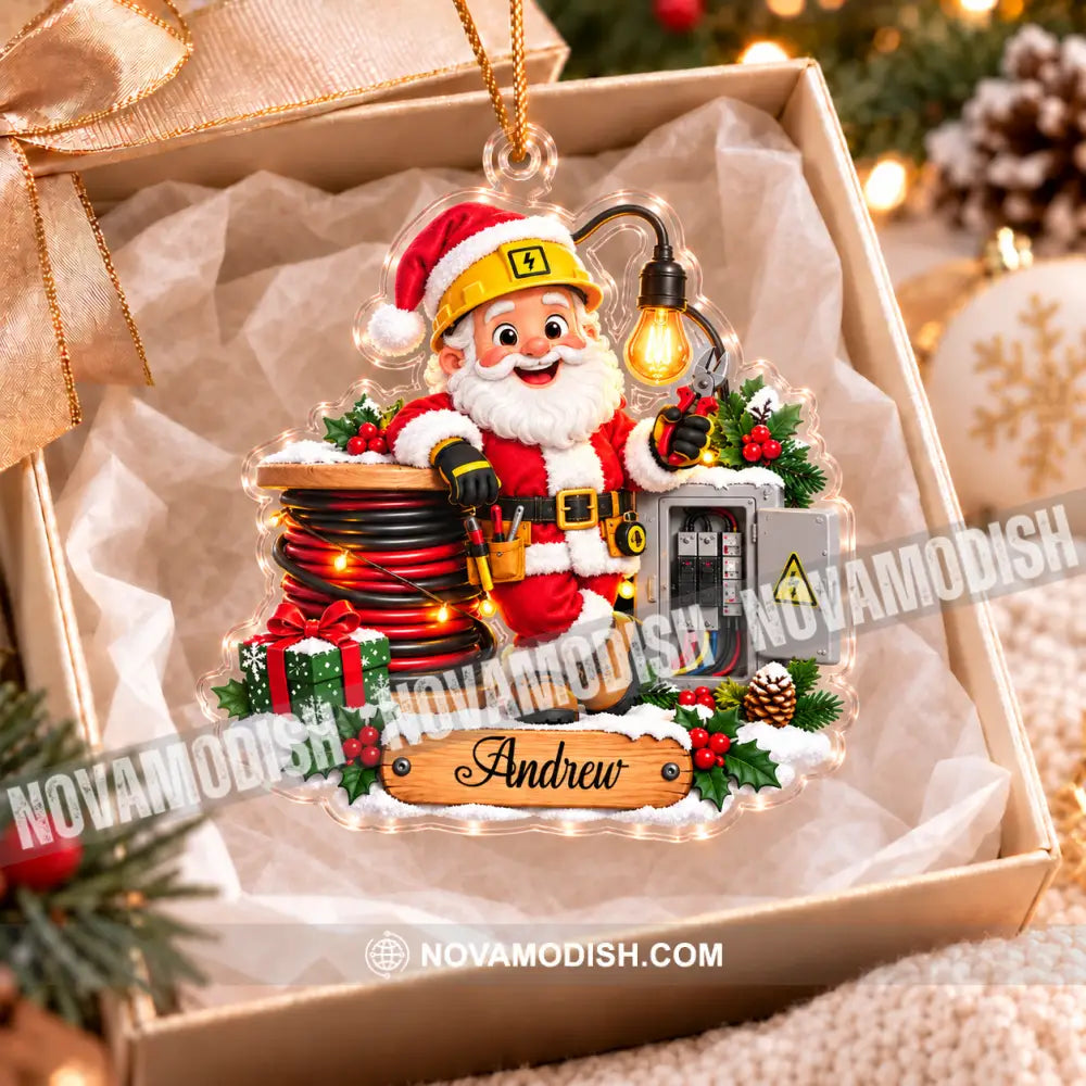 Electrician Santa Home Decor Christmas Ornament Personalized Ornament - Ornament