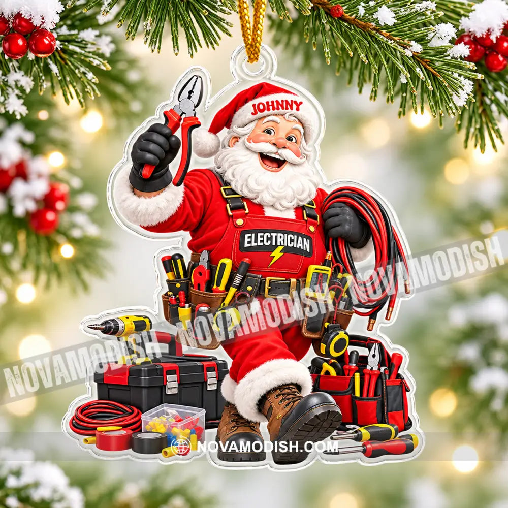 Electrician Santa Home Decor Christmas Ornament Personalized Ornament - Ornament