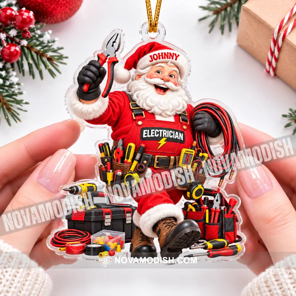 Electrician Santa Home Decor Christmas Ornament Personalized Ornament - Ornament