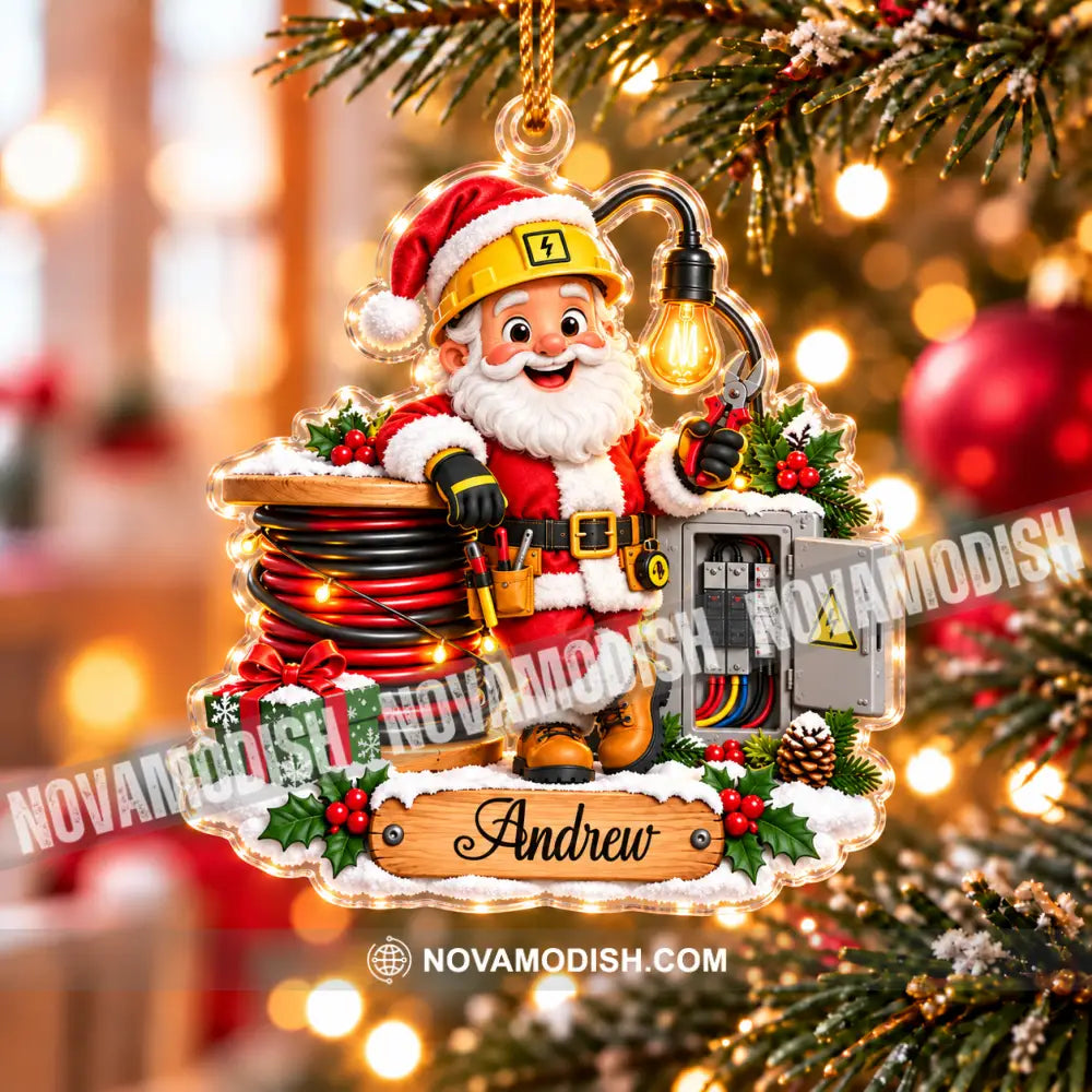 Electrician Santa Home Decor Christmas Ornament Personalized Ornament - Ornament
