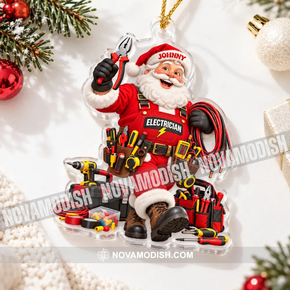 Electrician Santa Home Decor Christmas Ornament Personalized Ornament - Ornament