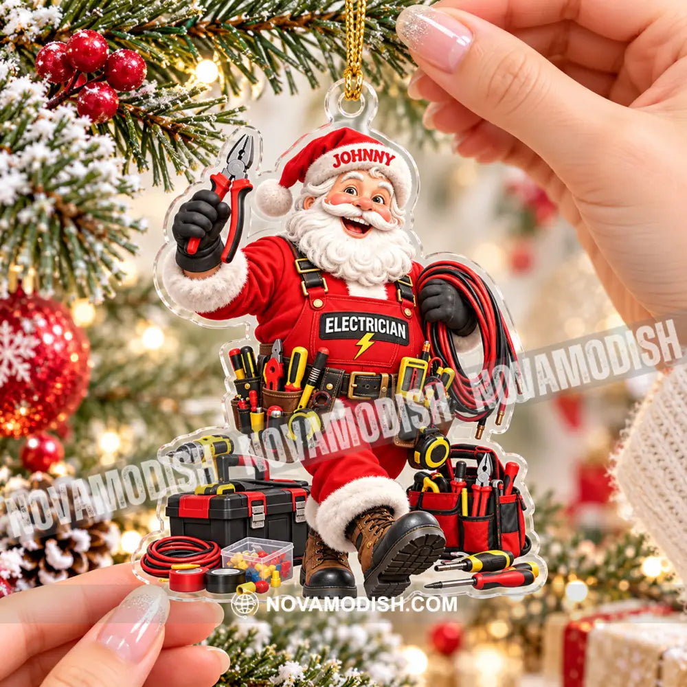 Electrician Santa Home Decor Christmas Ornament Personalized Ornament - Ornament
