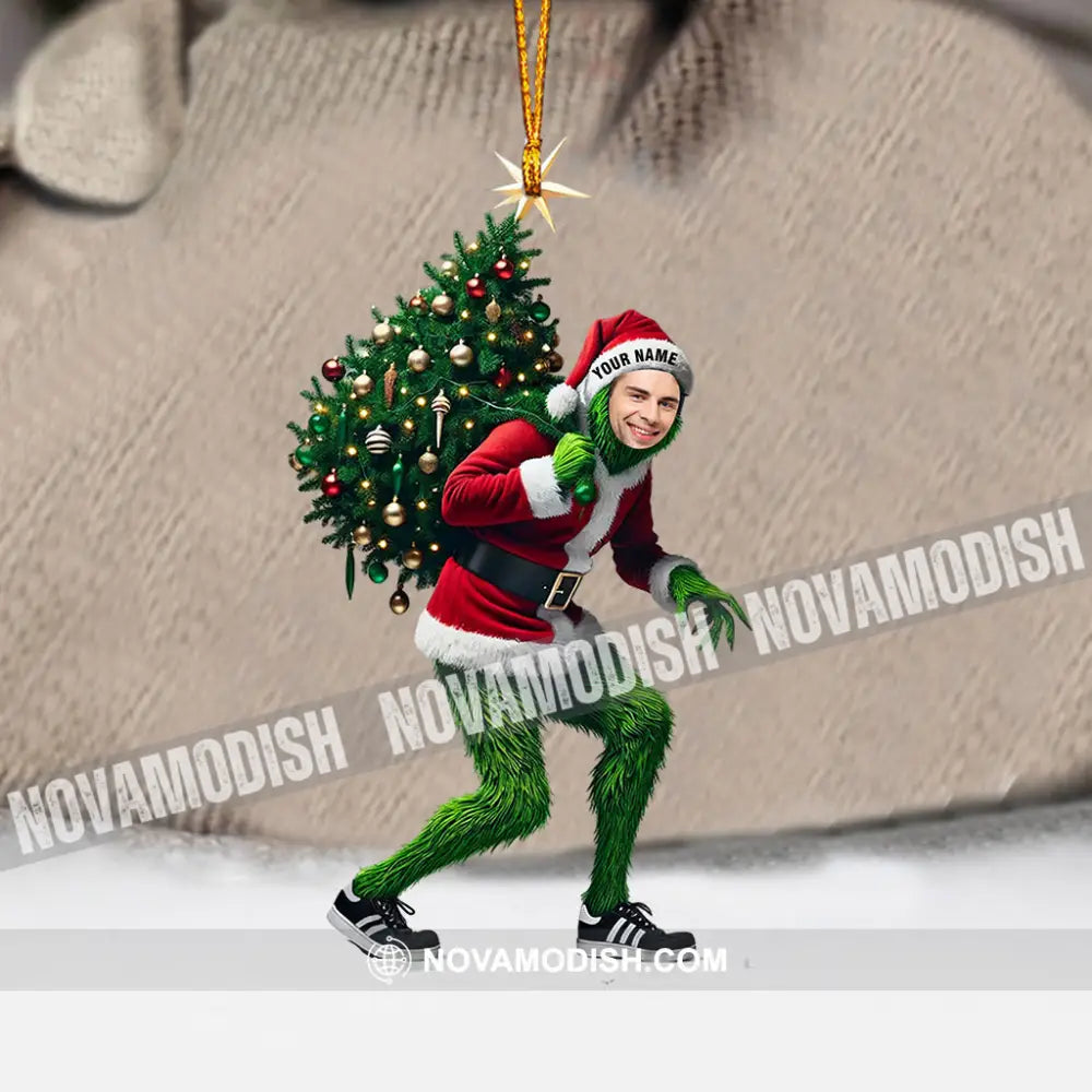 Elf And Christmas Tree Home Decor Ornament Personalized