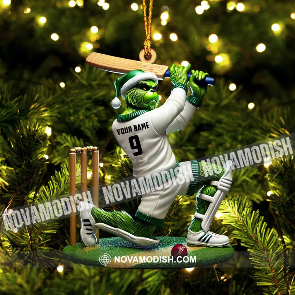 Elf Cricket Ball Christmas Ornament Personalized