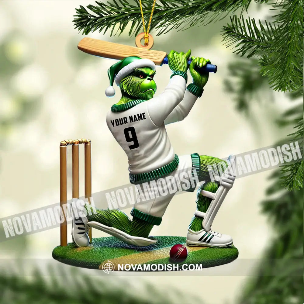 Elf Cricket Ball Christmas Ornament Personalized