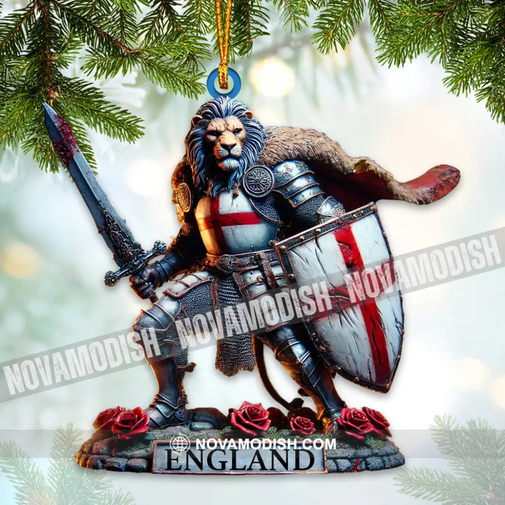 England Lion Warrior Ornament Personalized