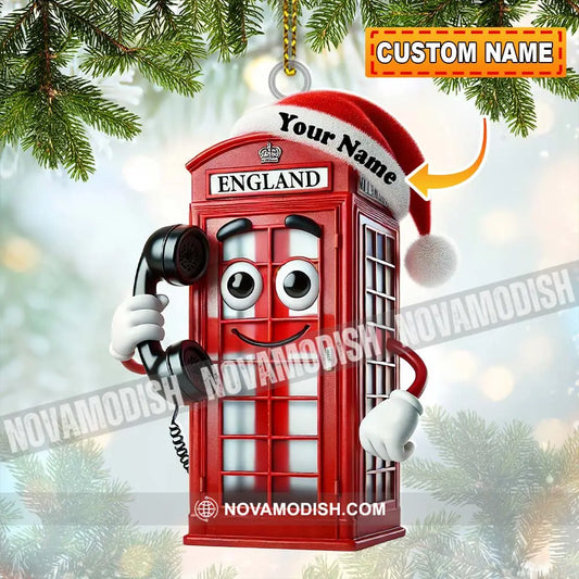 Red Telephone Box Christmas Ornament Personalized 3.54’’ / 1