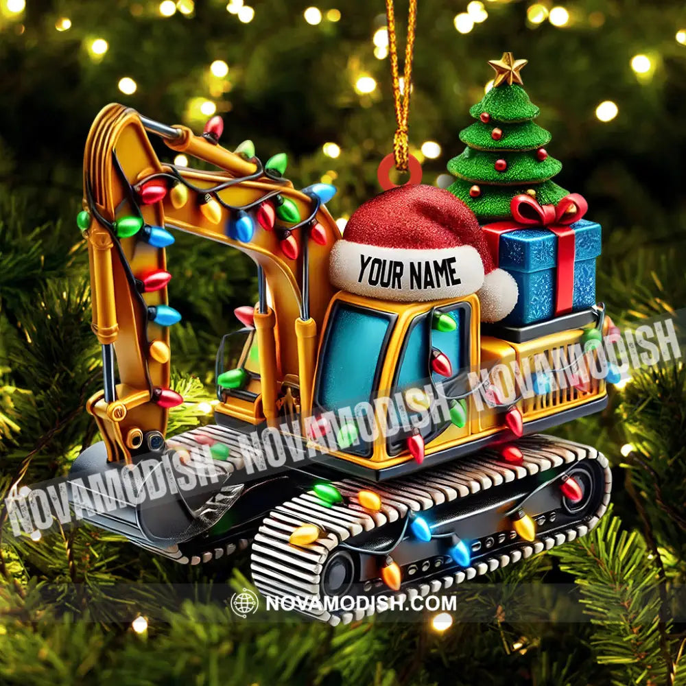 Excavator Decor Christmas Ornament Personalized