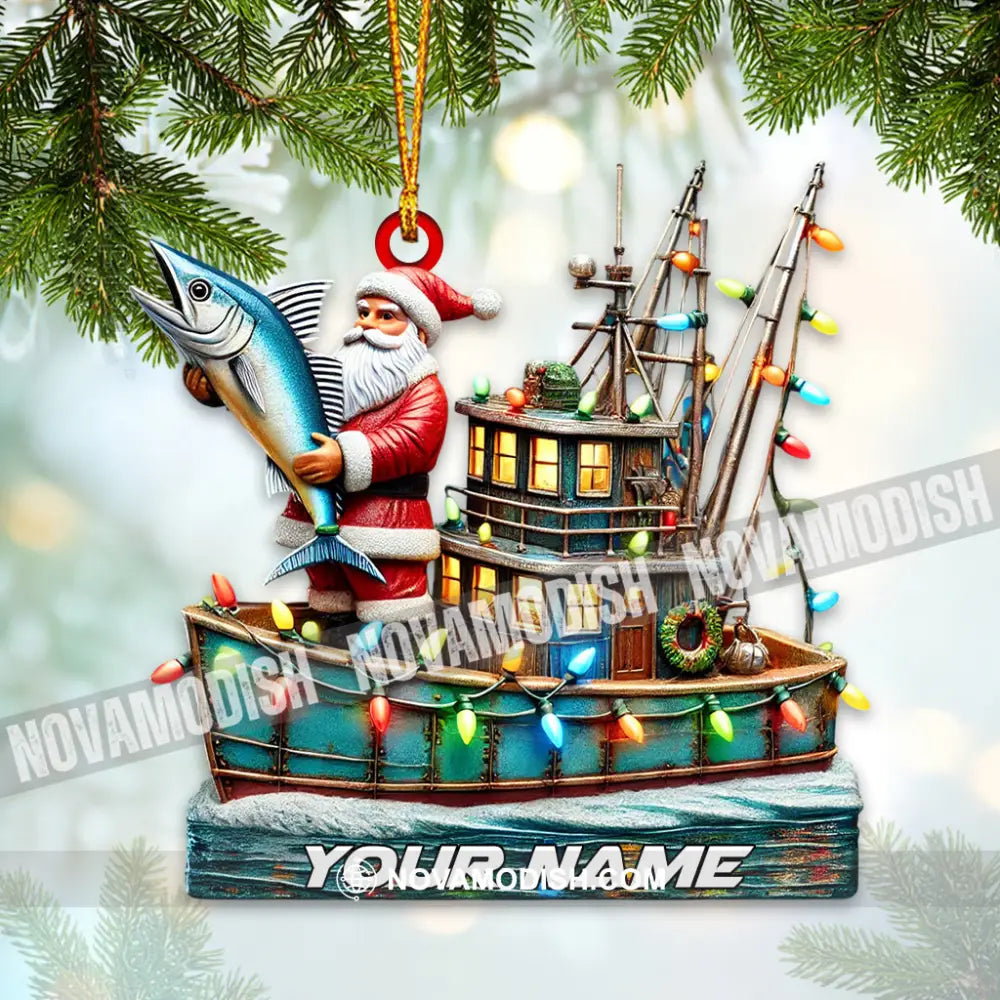 Fisherman Santa Home Decor Christmas Ornament Personalized