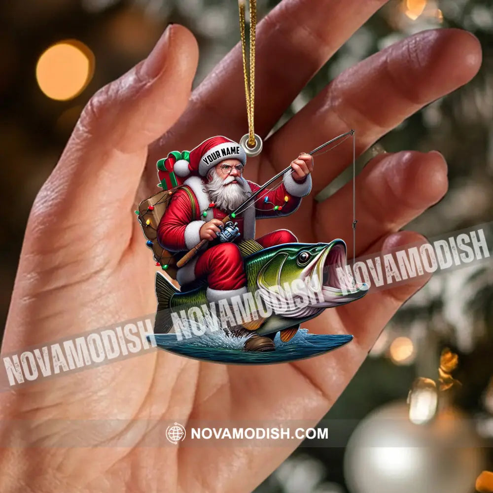 Fishing Santa Christmas Ornament Personalized