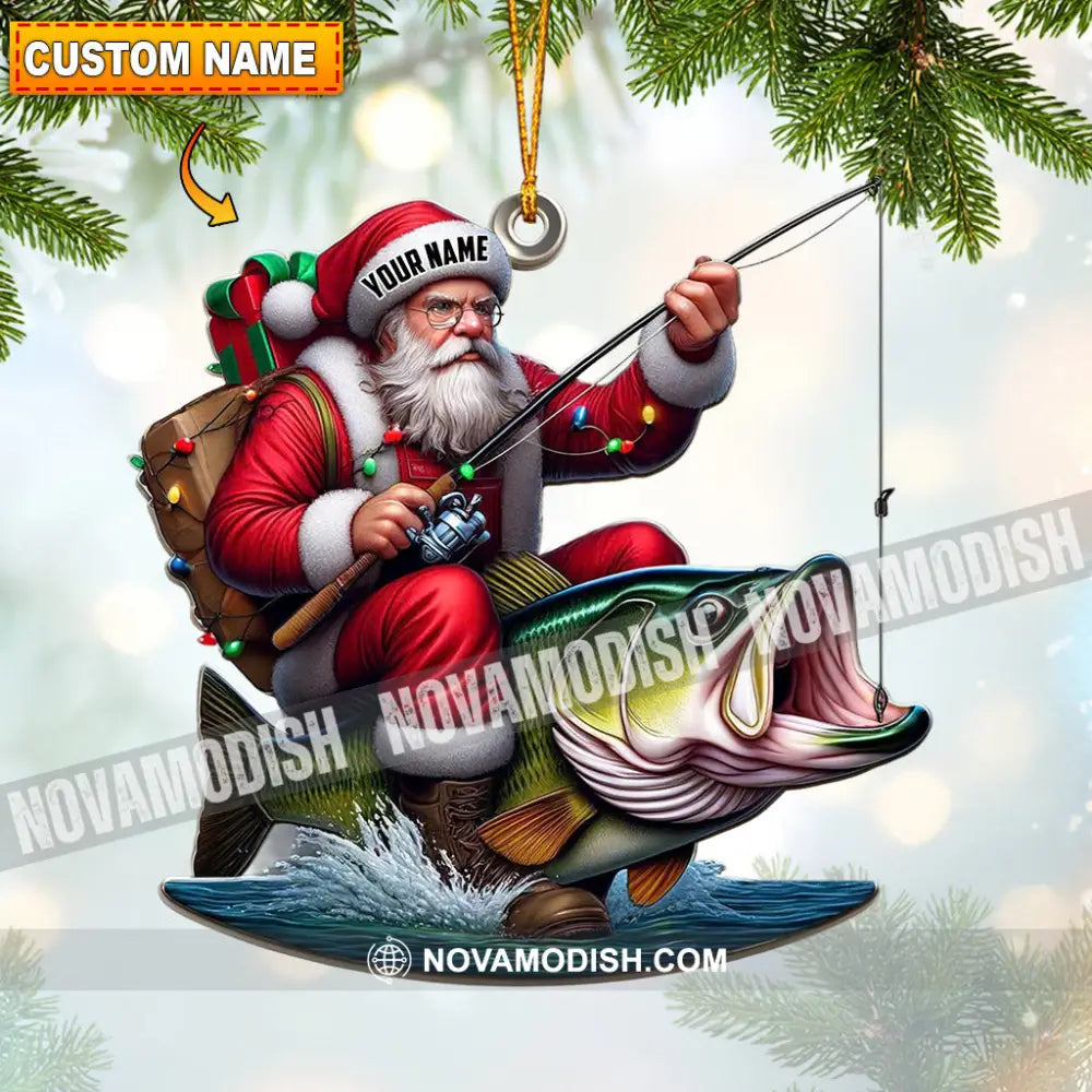 Fishing Santa Christmas Ornament Personalized 3.54’’ / 1