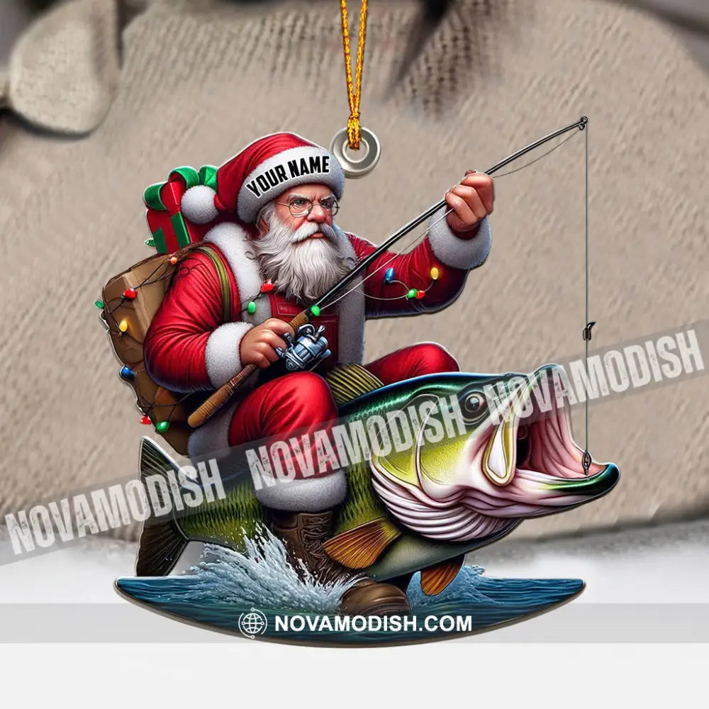 Fishing Santa Christmas Ornament Personalized