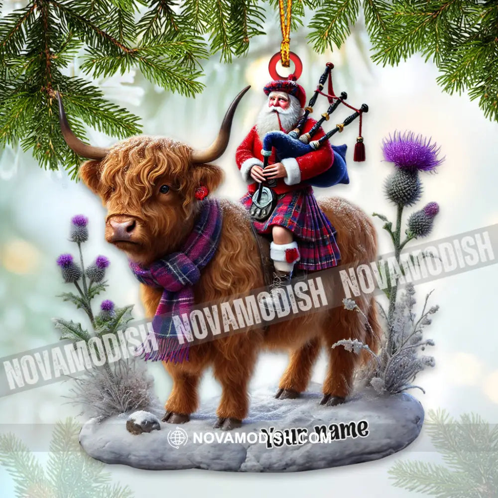 Funny Highland Cow Christmas Ornament Personalized