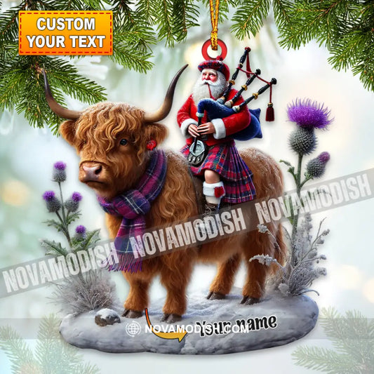 Funny Highland Cow Christmas Ornament Personalized 3.54’’ / 1