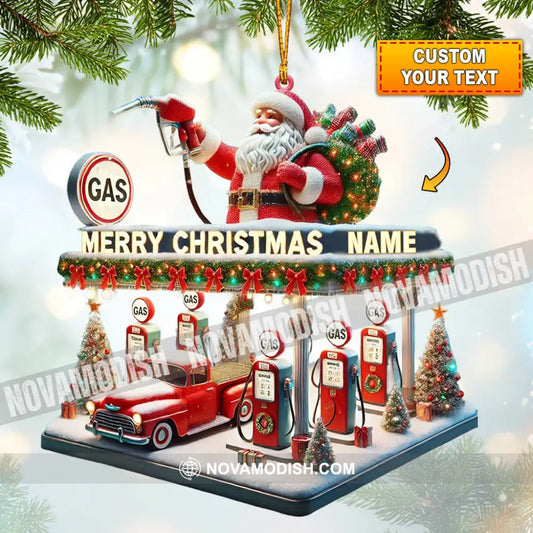 Gas Station Merry Christmas Ornament Personalized 3.54’’ / 1