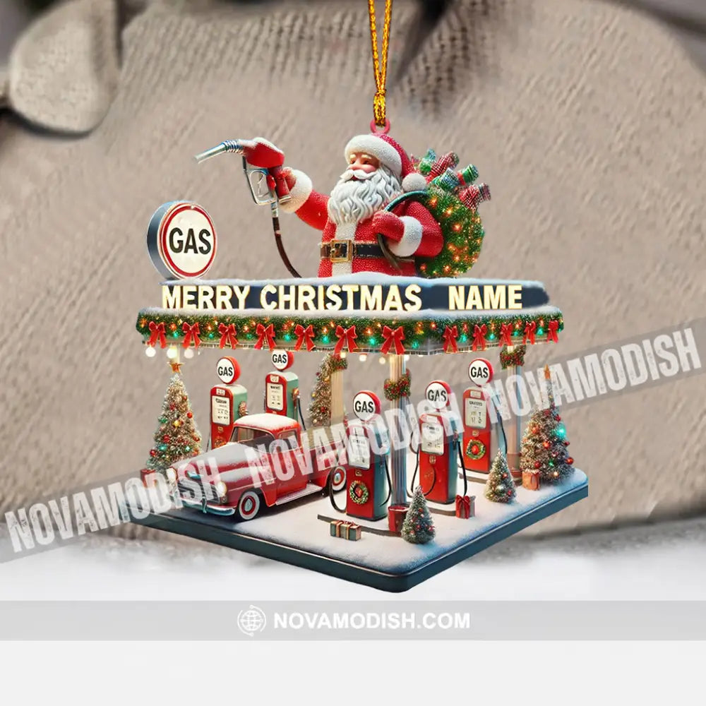 Gas Station Merry Christmas Ornament Personalized