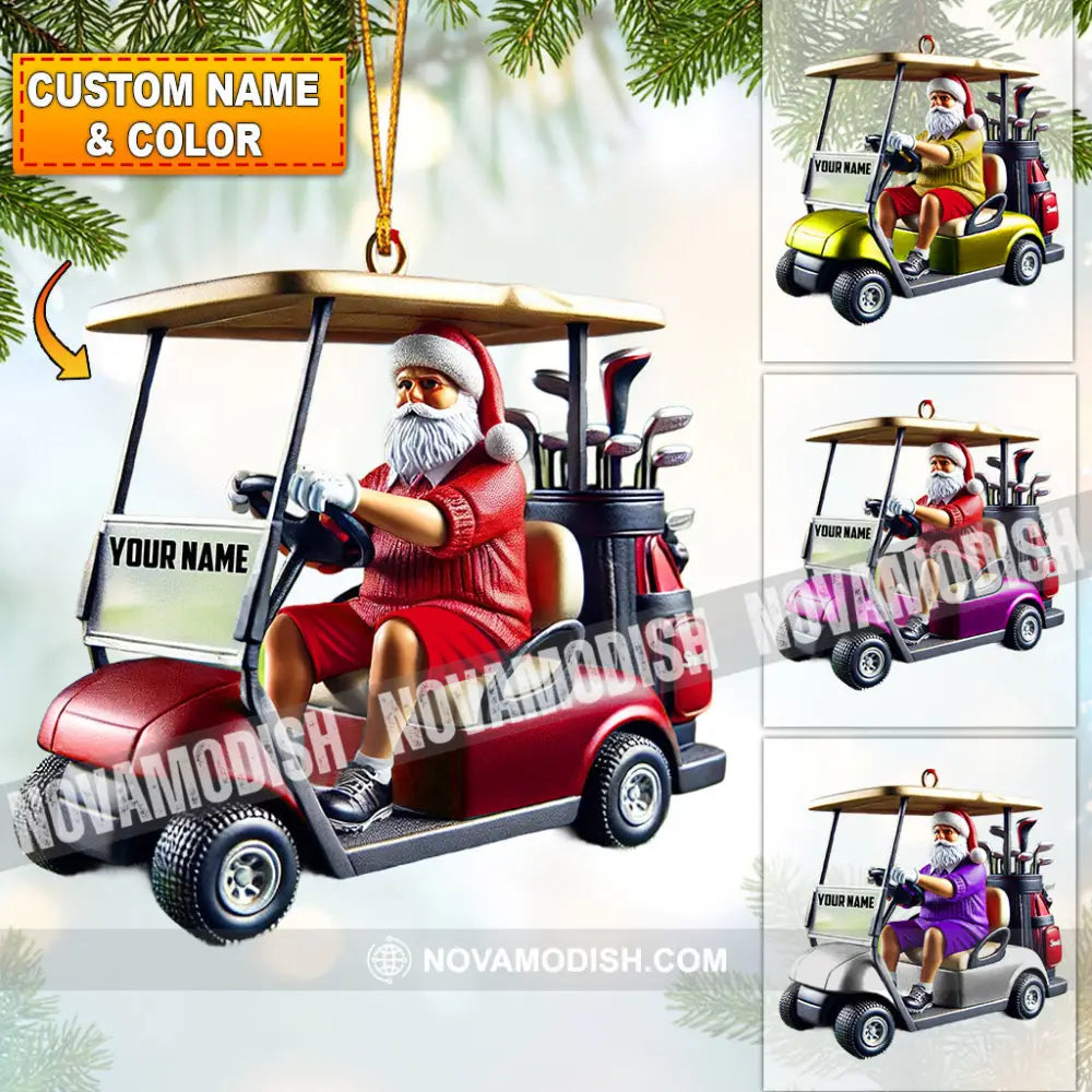 Golf Cart Santa Christmas Ornament Personalized 3.54’’ / 1