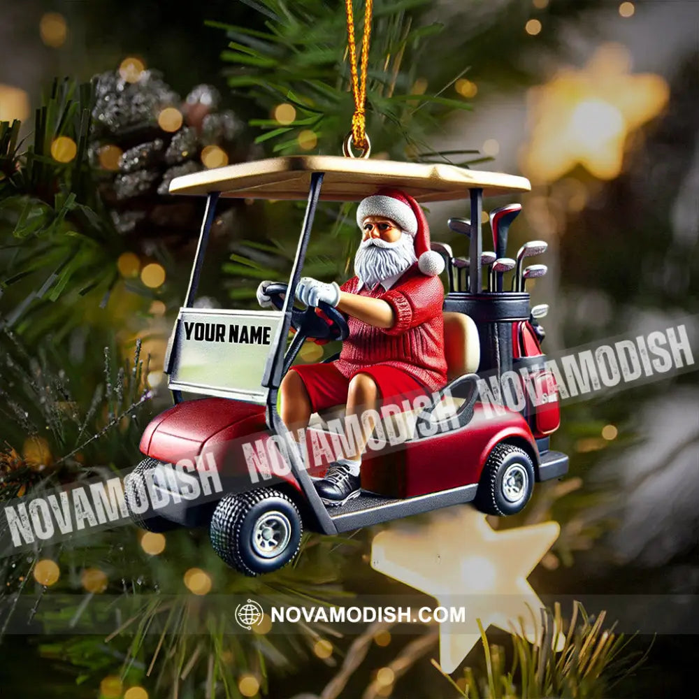 Golf Cart Santa Christmas Ornament Personalized