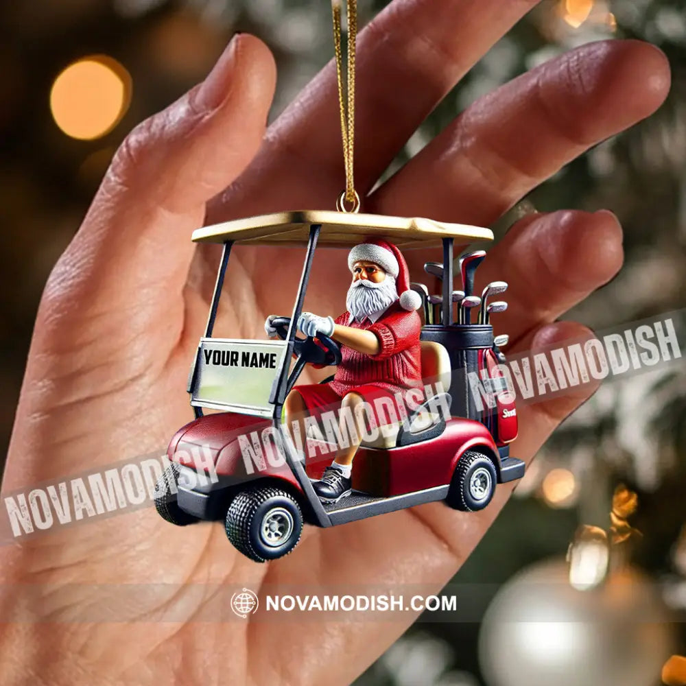 Golf Cart Santa Christmas Ornament Personalized