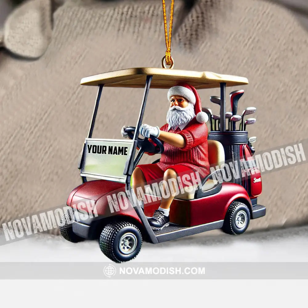 Golf Cart Santa Christmas Ornament Personalized