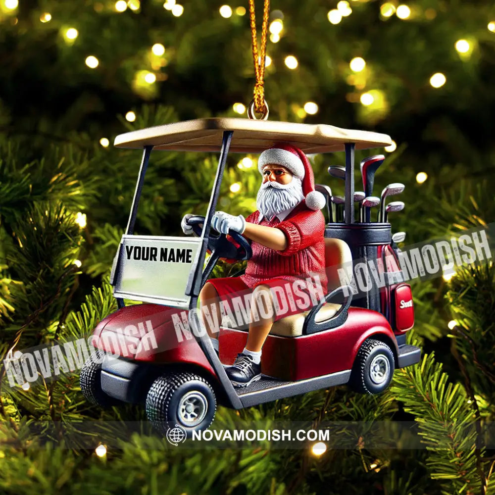 Golf Cart Santa Christmas Ornament Personalized