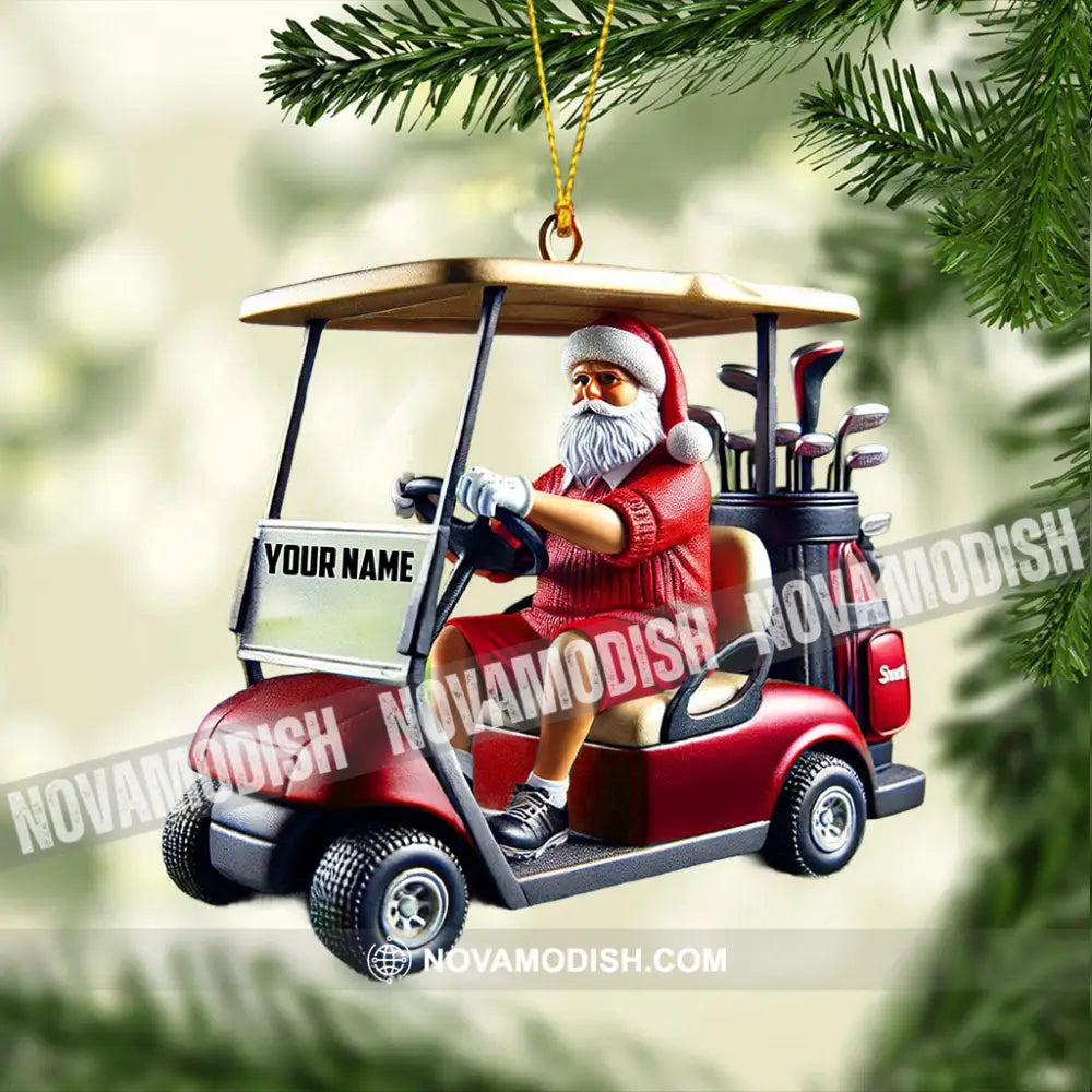 Golf Cart Santa Christmas Ornament Personalized