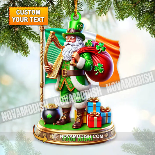 Green Santa Ornament Personalized